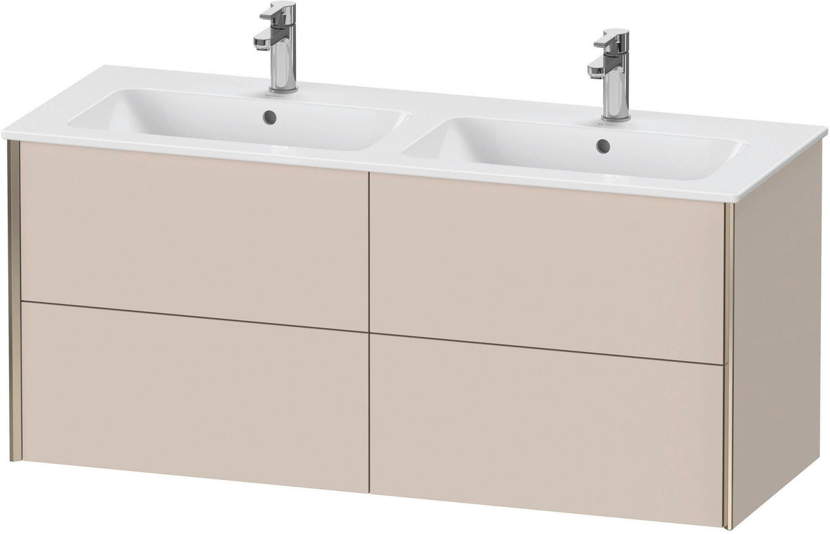 Duravit XViu Waschtischunterbau wandhängend 1280 mm, 4 Schubkästen, champagner matt/weiß matt