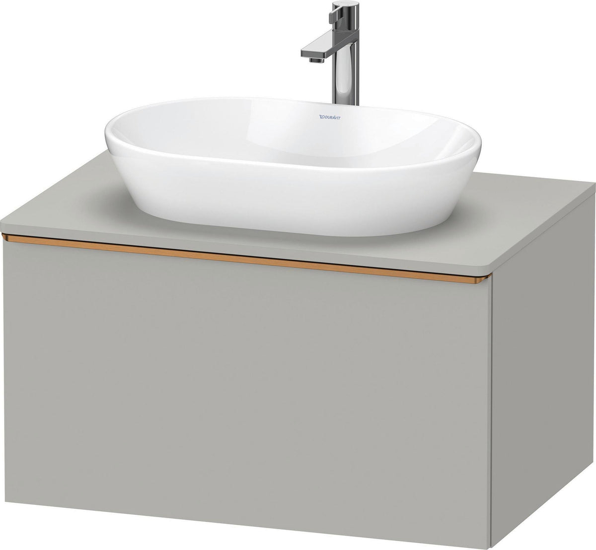 DURAVIT D-Neo Konsolenwaschtischunterbau 800 mm betongrau matt mit Bronze-Griff und Soft-Close-Auszug