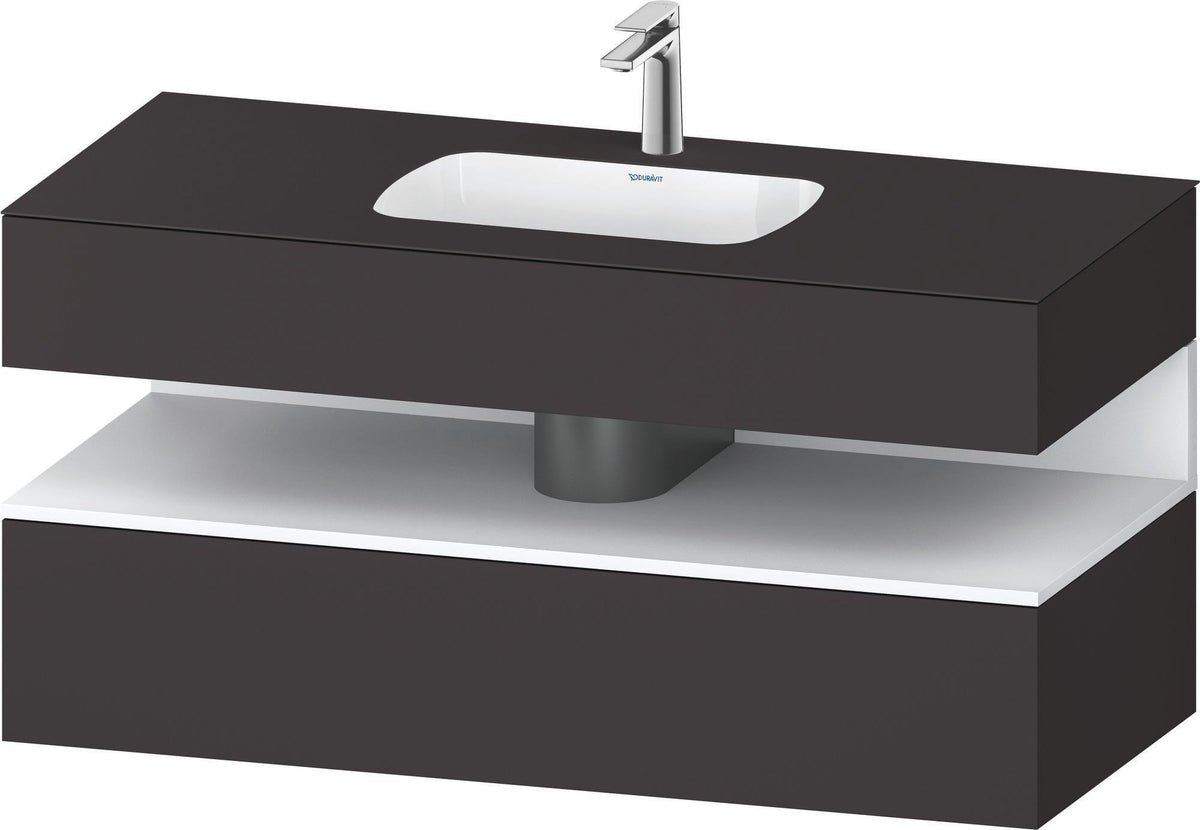 DURAVIT Qatego Studio F. A. Porsche Einbauwaschtisch mit Konsolenwaschtischunterbau 1200 mm Weiß Matt
