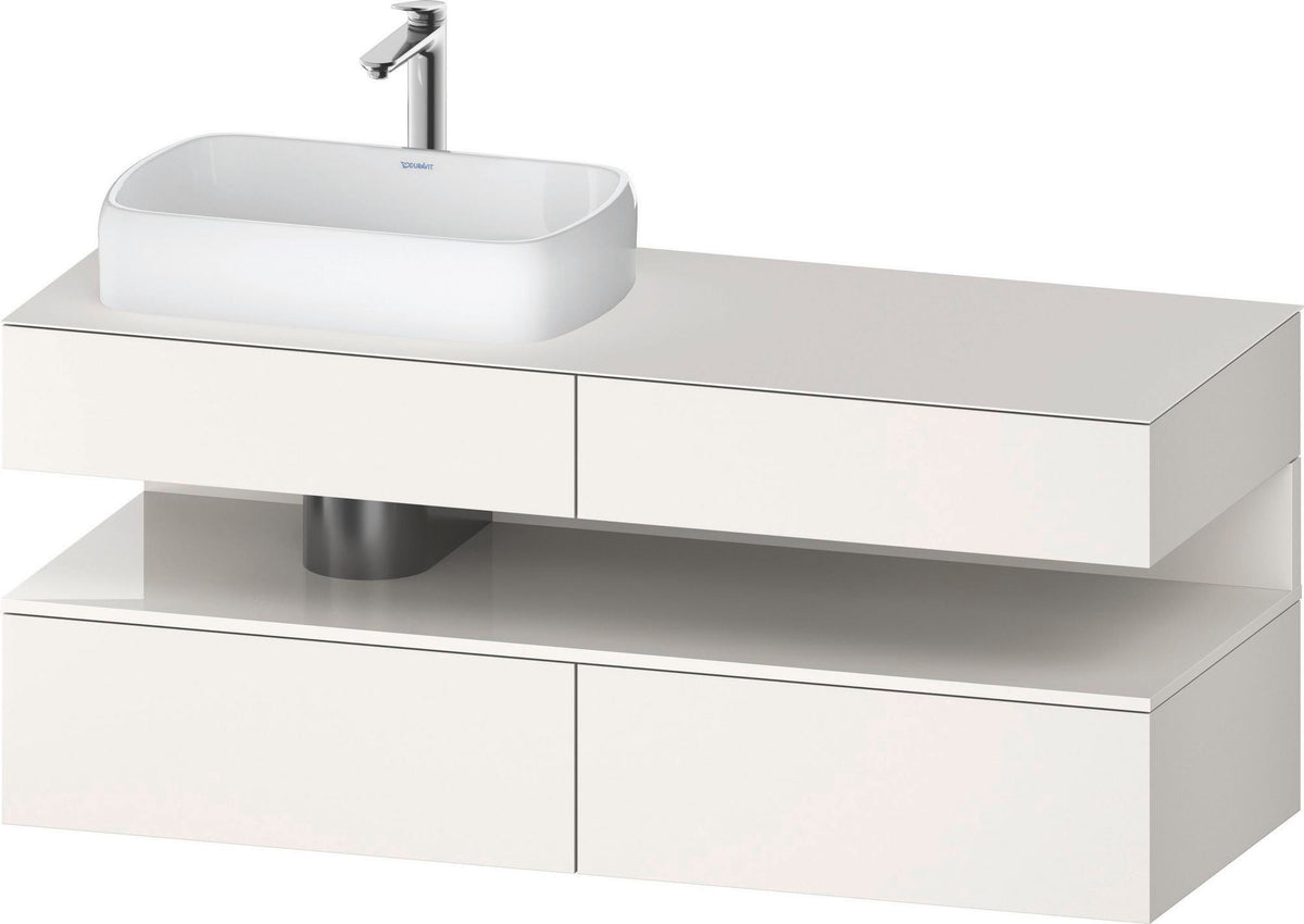 Duravit Qatego Konsolenwaschtischunterbau 1400 mm weiß hochglanz mit Eiche schwarz Nische