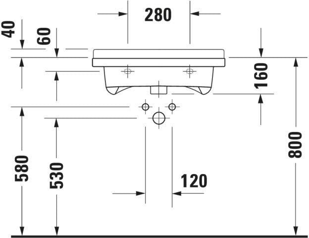 Duravit Waschtisch Starck 3 Vital 600 mm mit Überlauf und Hahnlochbank, weiß
