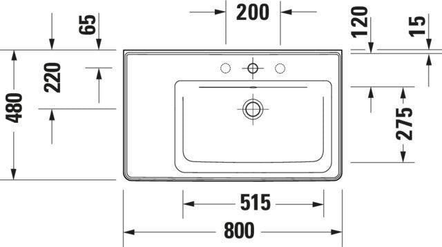 Duravit D-Neo Waschtisch 800 mm weiß mit WonderGliss, Becken rechts, Wandmontage