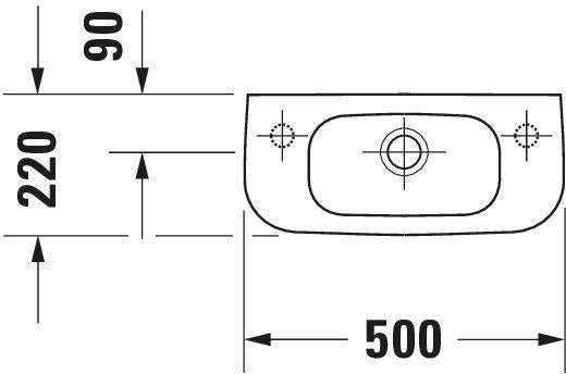 DURAVIT D-Code Handwaschbecken 500 mm mit Überlauf und Hahnlochbank rechts, weiß