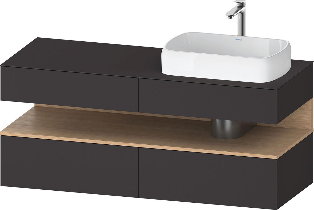 DURAVIT Qatego Konsolenwaschtischunterbau 1400 mm Weiß Matt Eiche Schwarz Matt wandhängend