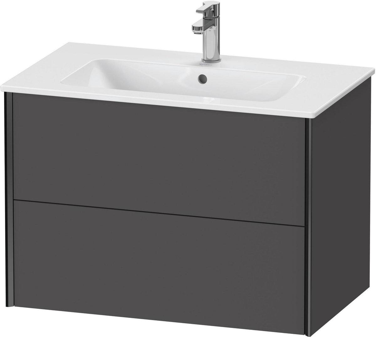 Duravit XViu Waschtischunterbau wandhängend 810 mm, 2 Schubkästen, champagner matt/weiß matt – ohne Griff, mit Tip-On-Technik