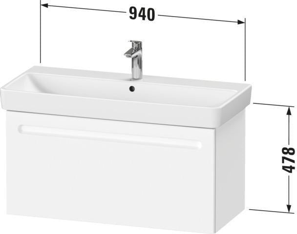 Duravit No.1 Waschtischunterbau 940 mm wandhängend graphit matt mit 1 Auszug und Soft-Close