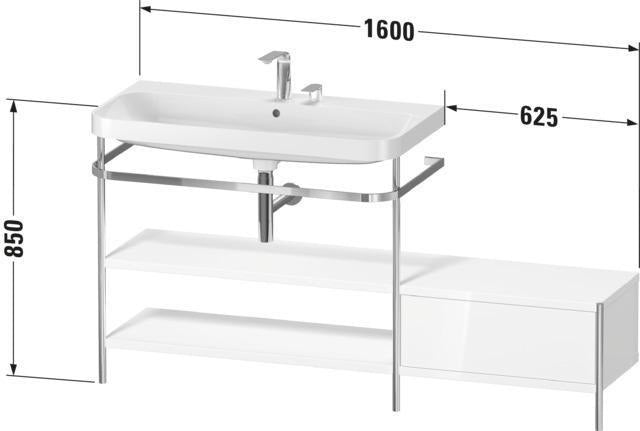 Duravit Happy D.2 Plus Waschtischunterbau 1600 mm mit Metallkonsole und Möbelwaschtisch
