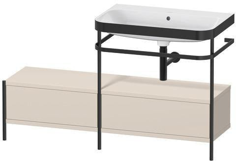 Duravit Waschtischset Happy D.2 Plus 1400x490mm ein Hahnloch taupe supermatt – Design-Waschplatz