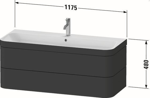 Duravit Waschtischset Happy D.2 Plus 2 Schubkästen 1175 mm eiche hell taupe supermatt
