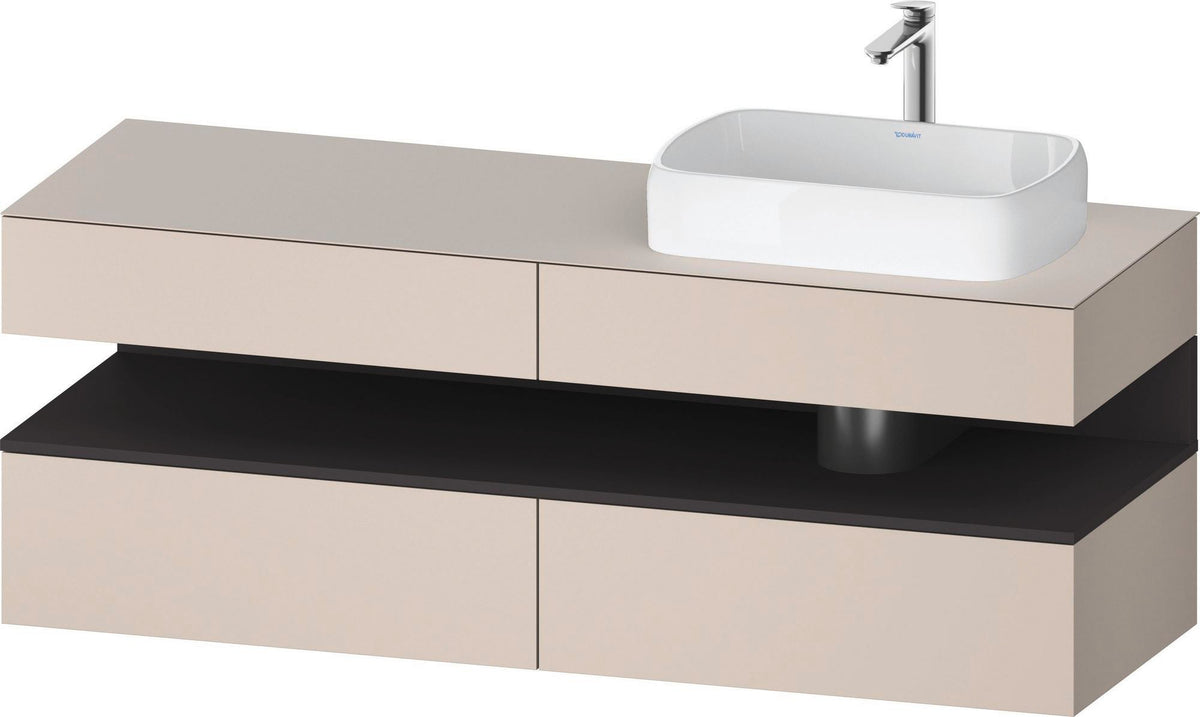 Duravit Qatego Konsolenwaschtischunterbau 1600 mm Weiß Hochglanz mit Eiche Schwarz Nische
