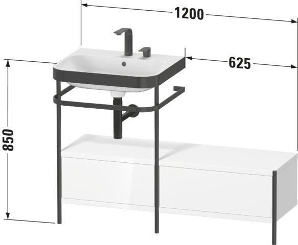 Duravit Happy D.2 Plus Waschtischunterbau 1200x490mm mit Metallkonsole, supermatt