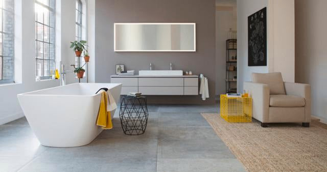Duravit L-Cube Konsolenwaschtischunterbau 1020 mm betongrau matt mit 2 Schubkästen und Tip-On-Technik