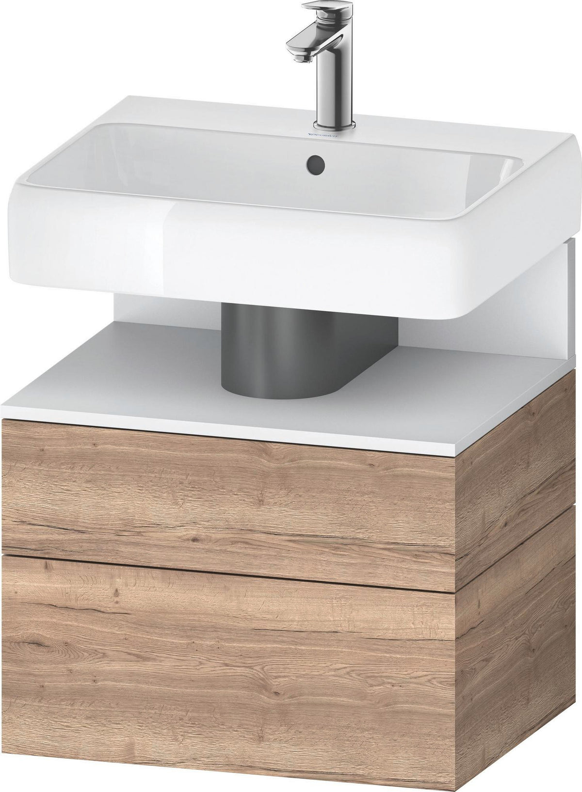DURAVIT Qatego Waschtischunterbau 590 mm wandhängend, 1 Auszug, weiß Hochglanz, Nische Eiche Schwarz