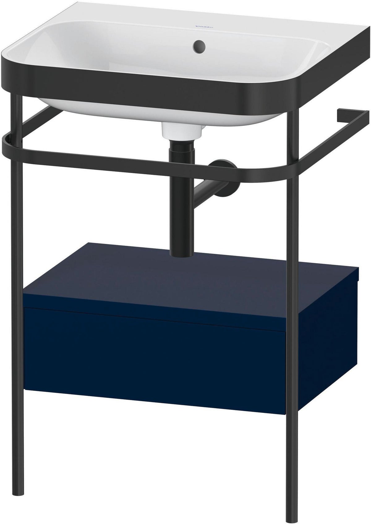 DURAVIT Happy D.2 c-bonded Waschtischset mit Metallkonsole, 575 mm, Weiß