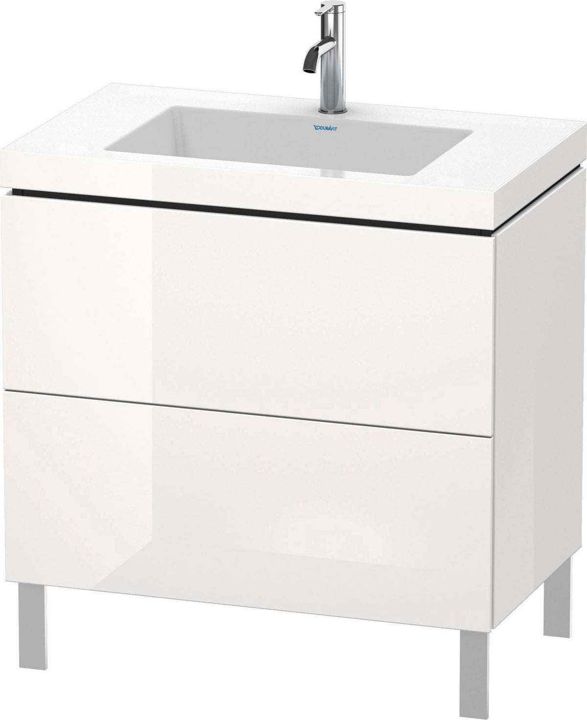DURAVIT L-Cube c-bonded Waschtischset 800 mm weiß hochglanz, 2 Auszüge, Tip-On