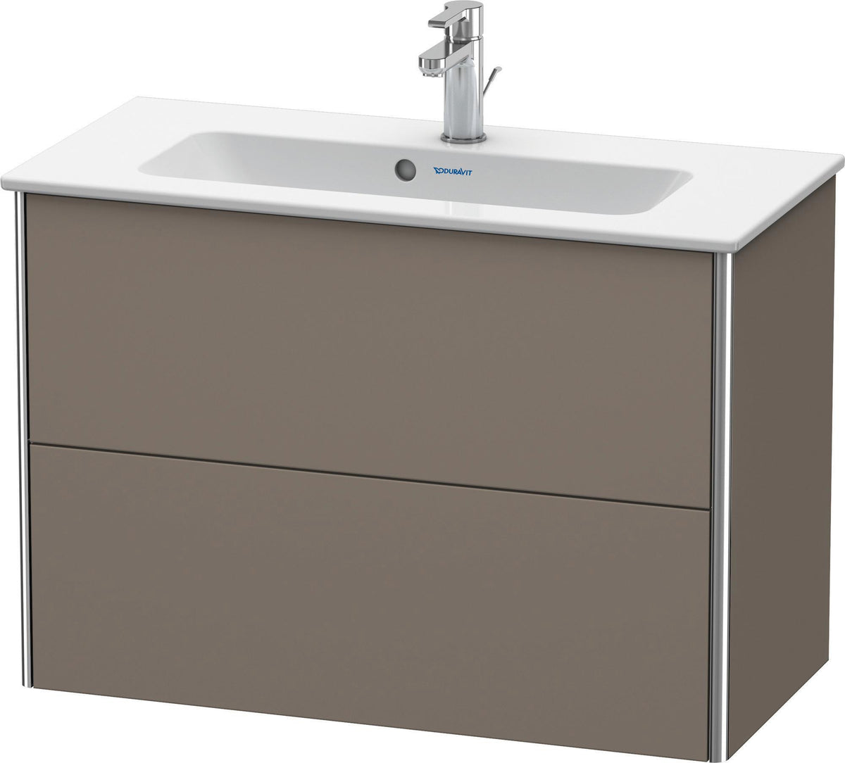 DURAVIT XSquare Waschtischunterbau 810 mm Flannel Grey Hochglanz, 2 Schubkästen, wandhängend
