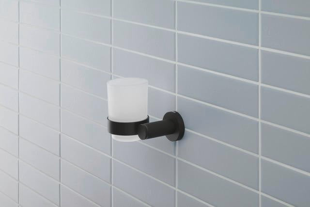 DURAVIT D-Code Glashalter mit Glas links in Chrom – Wandmontage, verchromt, inkl. Befestigungsmaterial