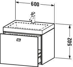 DURAVIT Brioso c-bonded Waschtischset 600 mm, wandhängend, Betongrau Matt, 1 Auszug