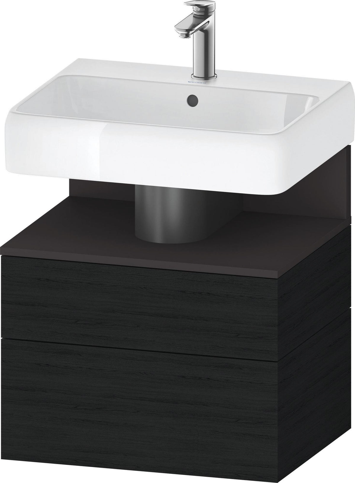 DURAVIT Qatego Waschtischunterbau 590 mm wandhängend, 1 Auszug, weiß Hochglanz, Nische Eiche Schwarz
