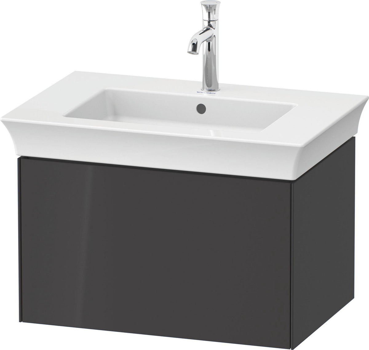 DURAVIT White Tulip Waschtischunterbau 684 mm – 1 Auszug, Tip-On, LED-Innenbeleuchtung, graphit seidenmatt