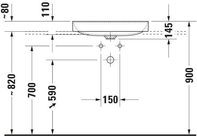 Duravit DuraSquare Aufsatzwaschtisch 600 mm, weiß, ohne Überlauf, mit Hahnlochbank – Design by Duravit