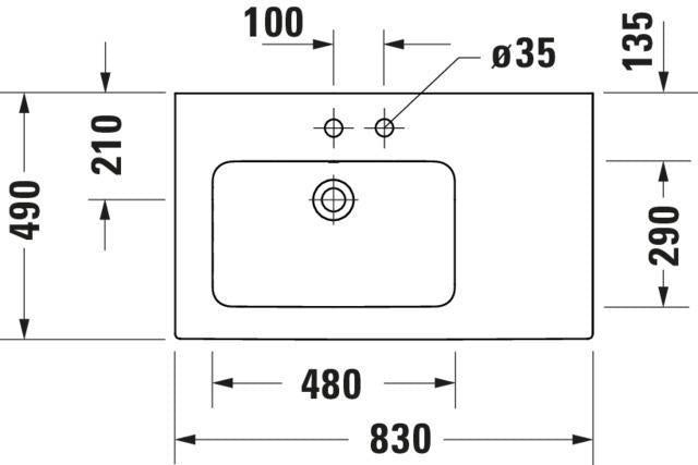 DURAVIT ME by Starck Möbelwaschtisch 830 mm, Weiß, Becken links, mit Überlauf