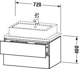 Duravit L-Cube Konsolenwaschtischunterbau 720 mm betongrau matt mit 2 Schubkästen und Tip-On-Technik