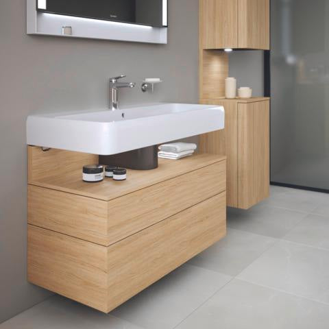 DURAVIT Qatego Hochschrank 400 mm, 2 Türen, weiß Hochglanz, Eiche Schw. Matt