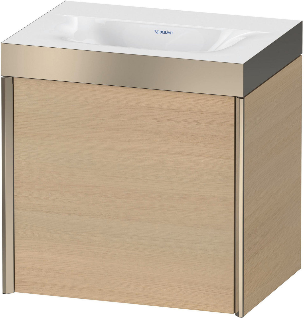 Duravit XViu Waschtischunterbau 460 mm, 1 Tür, champagner matt / mediterrane Eiche, wandhängend