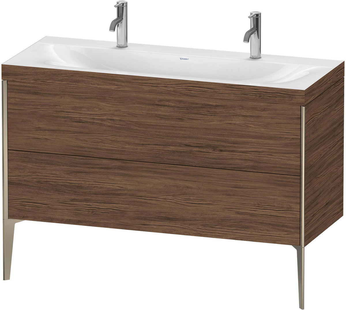 DURAVIT XViu c-bonded Waschtischunterbauset 1200 mm Nussbaum Champagner matt 2 Auszüge
