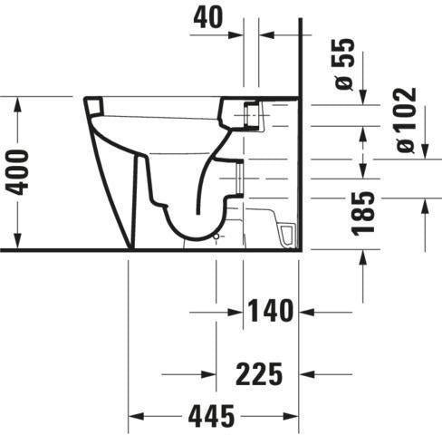 DURAVIT Stand-WC Happy D.2 570 mm Tiefspüler, Abgang waagerecht, weiß