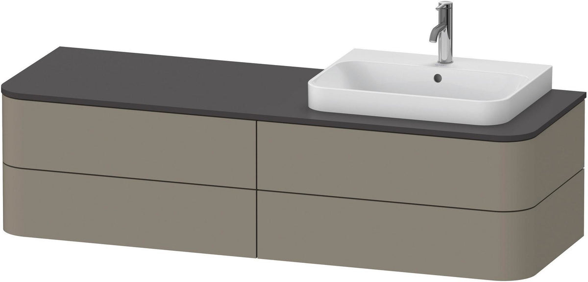 DURAVIT Happy D.2 Konsolenwaschtischunterbau 1600 mm taupe supermatt, 4 Schubkästen, Tip-On