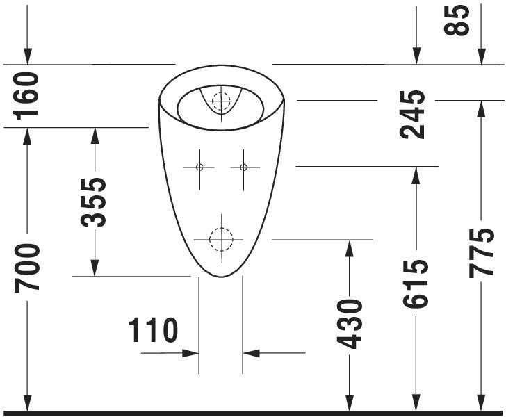 Duravit Urinal STARCK 1 320 x 285 mm mit Fliege, weiß, Keramik – Wandmontage