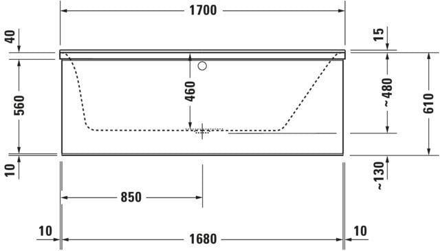 Duravit P3 Comforts Einbau-Badewanne 1700x750 mm Weiß, Ecke rechts, mit Überlauf