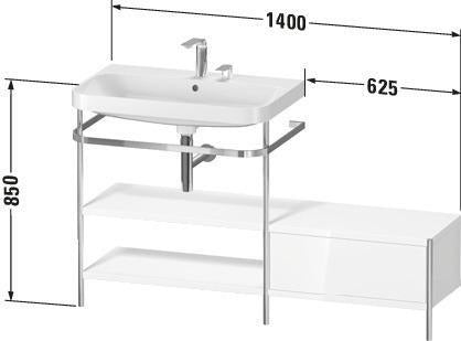 Duravit Happy D.2 Plus Waschtischunterbau 1400x490mm mit Metallkonsole supermatt