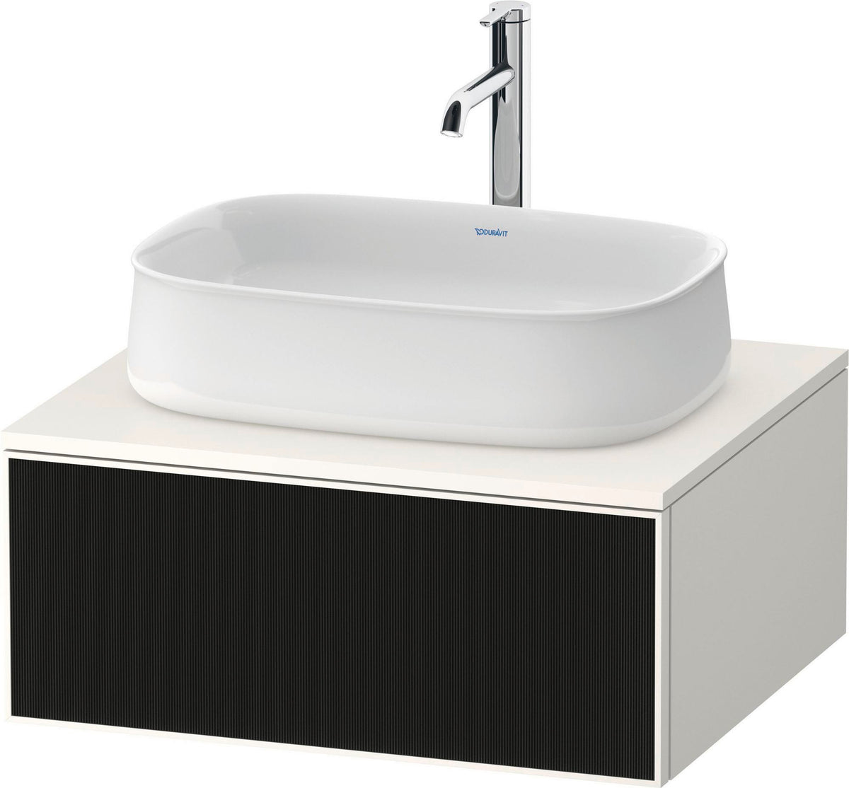 DURAVIT Zencha Konsolen-Waschtischunterbau 650 mm Eiche Anthrazit mit 1 Auszug und Push-Open