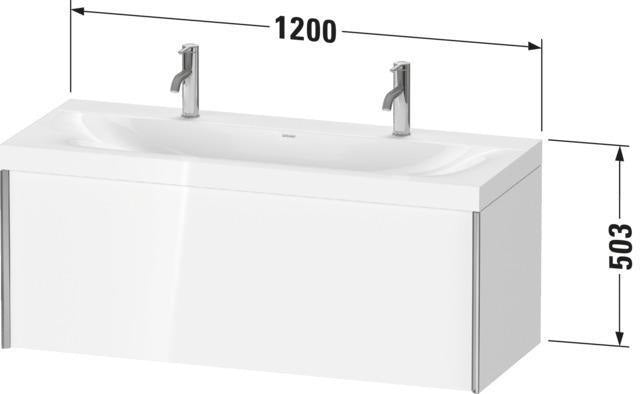 Duravit Möbelwaschtischset XViu 1200x480mm mit Unterbau, 1 Auszug, Nussbaum Mitte