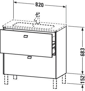 Duravit Waschtischunterbau Brioso Compact 683 mm betongrau matt mit 2 Auszügen