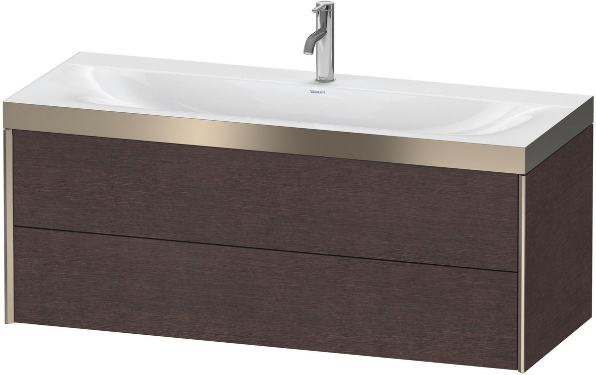 Duravit XViu c-bonded Waschtischunterbauset 1200 mm, 2 Schubkästen, champagner matt/eiche dunkel