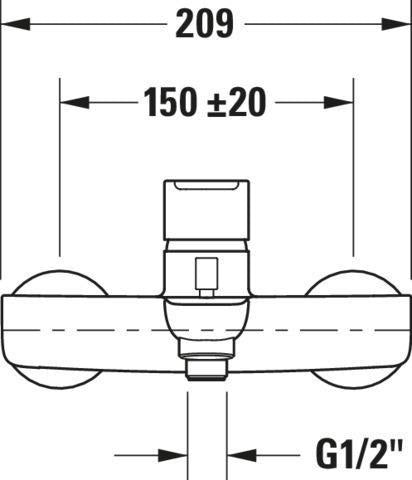 DURAVIT B.1 Einhebel-Wannenmischer Aufputz Chrom – Keramikmischsystem, 145 mm Ausladung