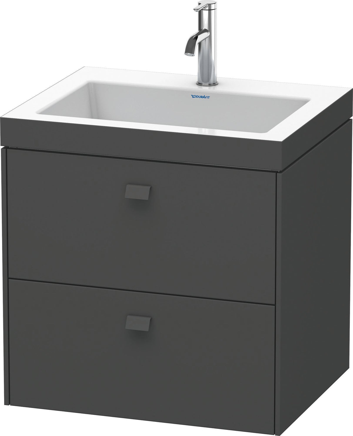 Duravit Brioso c-bonded Waschtischset 613x600x480 mm mit 2 Schubkästen, Chrom/Betongrau Matt