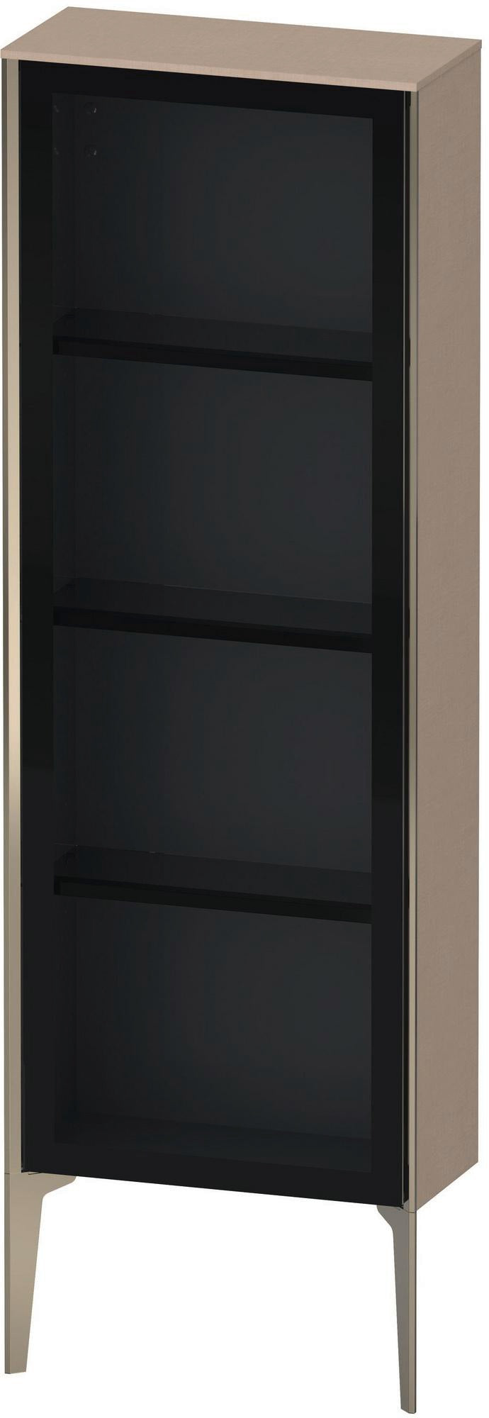 Duravit XViu Halbhochschrank 1330 mm, Glastür, links, mit Tip-on und Soft-Close, basalt matt