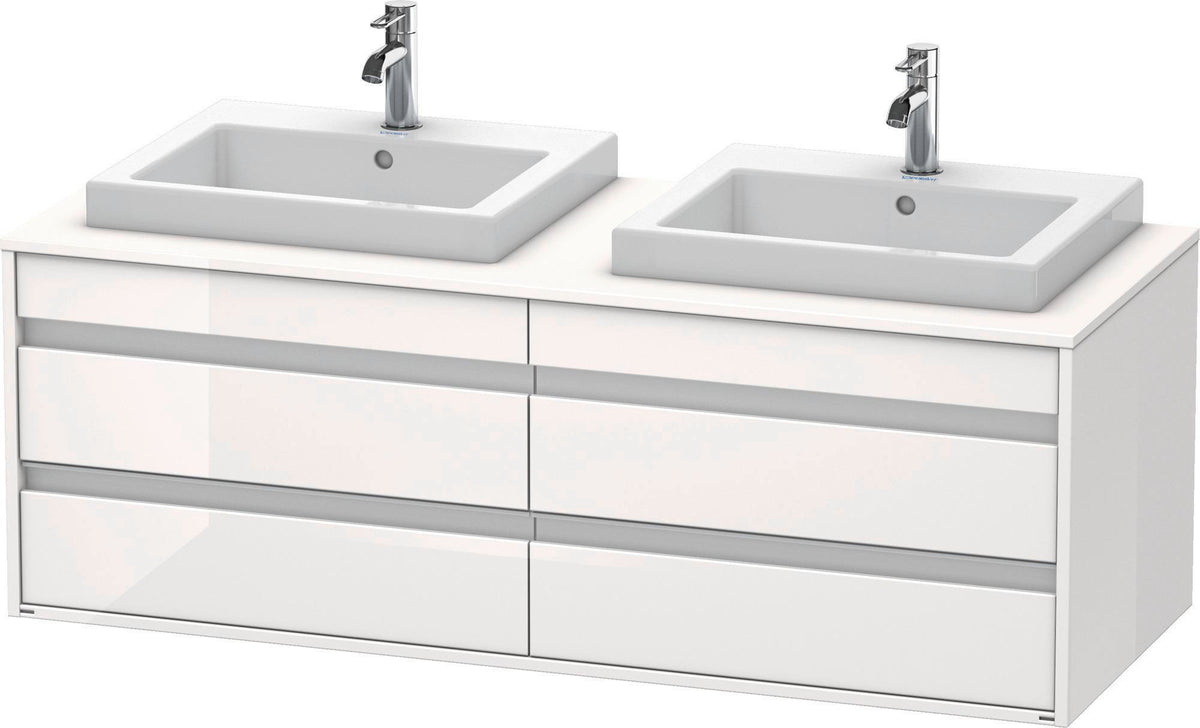 DURAVIT Ketho Waschtischunterbau wandhängend 1400 mm, 4 Schubkästen, weiß matt, 2 Becken