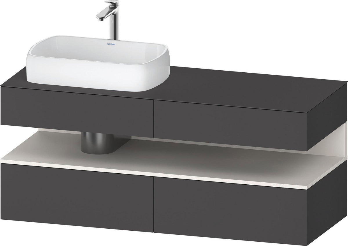 Duravit Qatego Konsolenwaschtischunterbau 1400 mm weiß hochglanz mit Eiche schwarz Nische