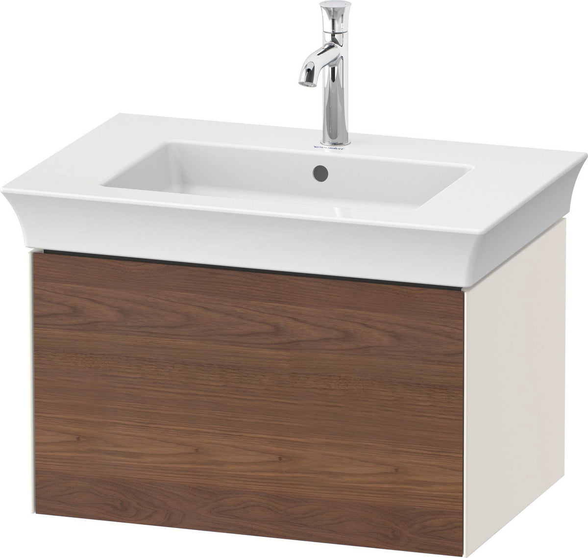 DURAVIT White Tulip Waschtischunterbau 684 mm wandhängend, 1 Auszug, Nussbaum/Taupe Hochglanz