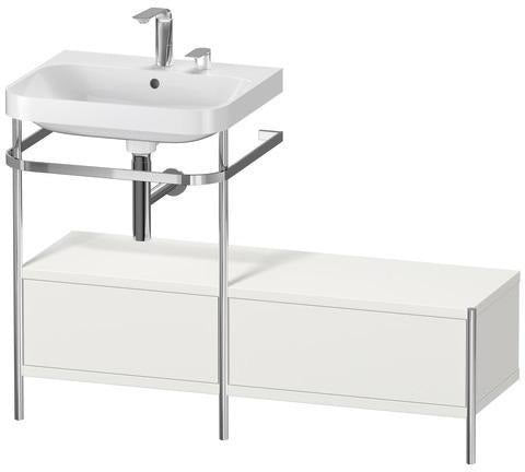 Duravit Happy D.2 Plus Waschtischset 1200 mm taupe supermatt – Einrichtungssystem Nussbaum rechts, bodenstehend, mit Hahnloch