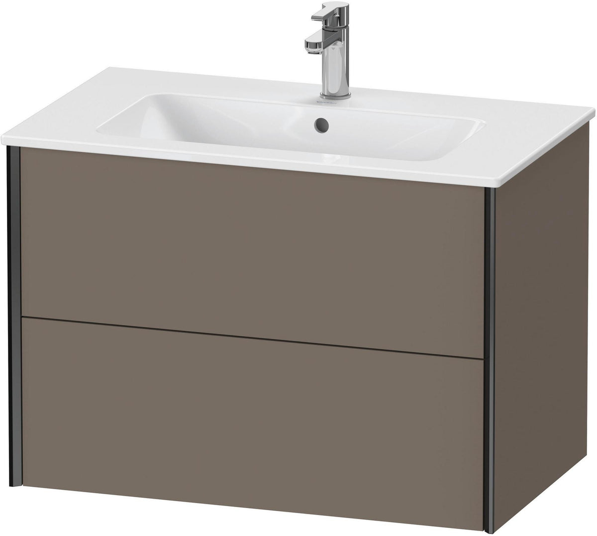Duravit XViu Waschtischunterbau wandhängend 810 mm, 2 Schubkästen, champagner matt/weiß matt – ohne Griff, mit Tip-On-Technik