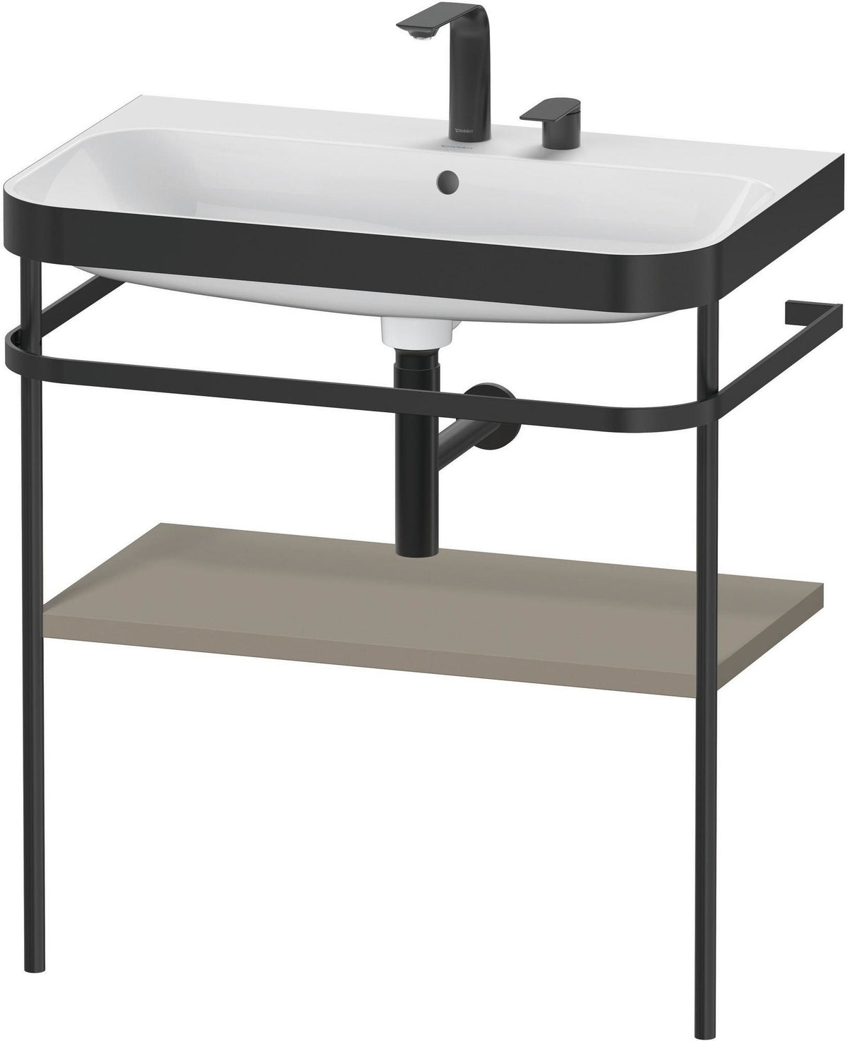 Duravit Happy D.2 c-bonded Waschtischset mit Metallkonsole, 850x775x490 mm, Steingrau Seidenmatt