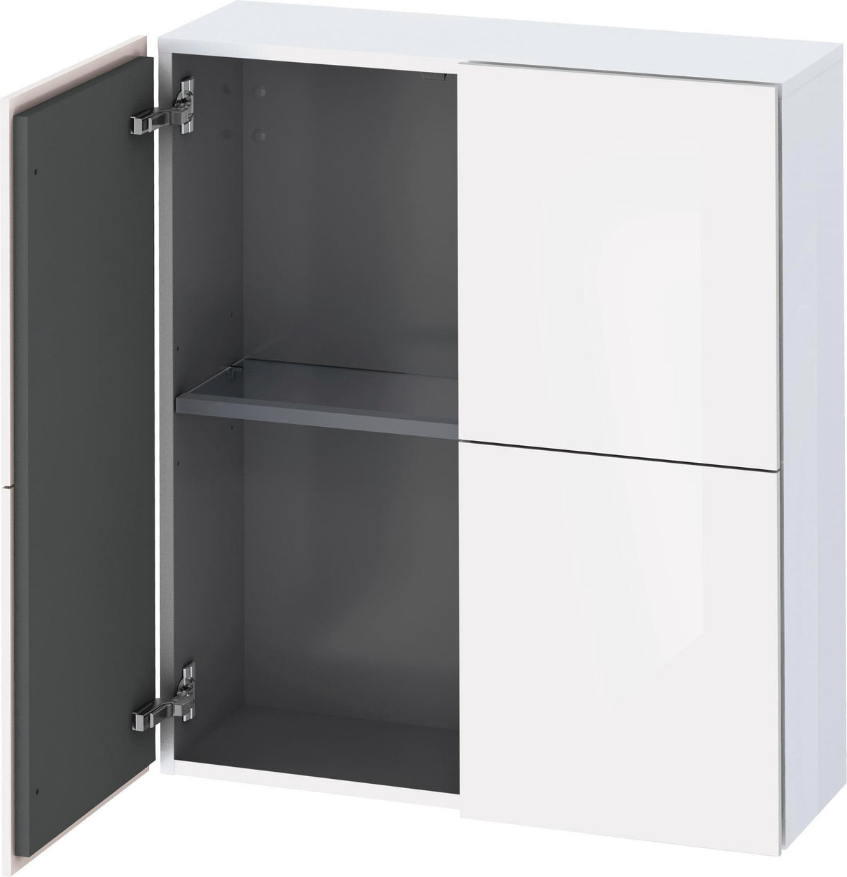 Duravit L-Cube Halbhochschrank 700 mm, 2 Türen, Hochglanz Schwarz, wandhängend