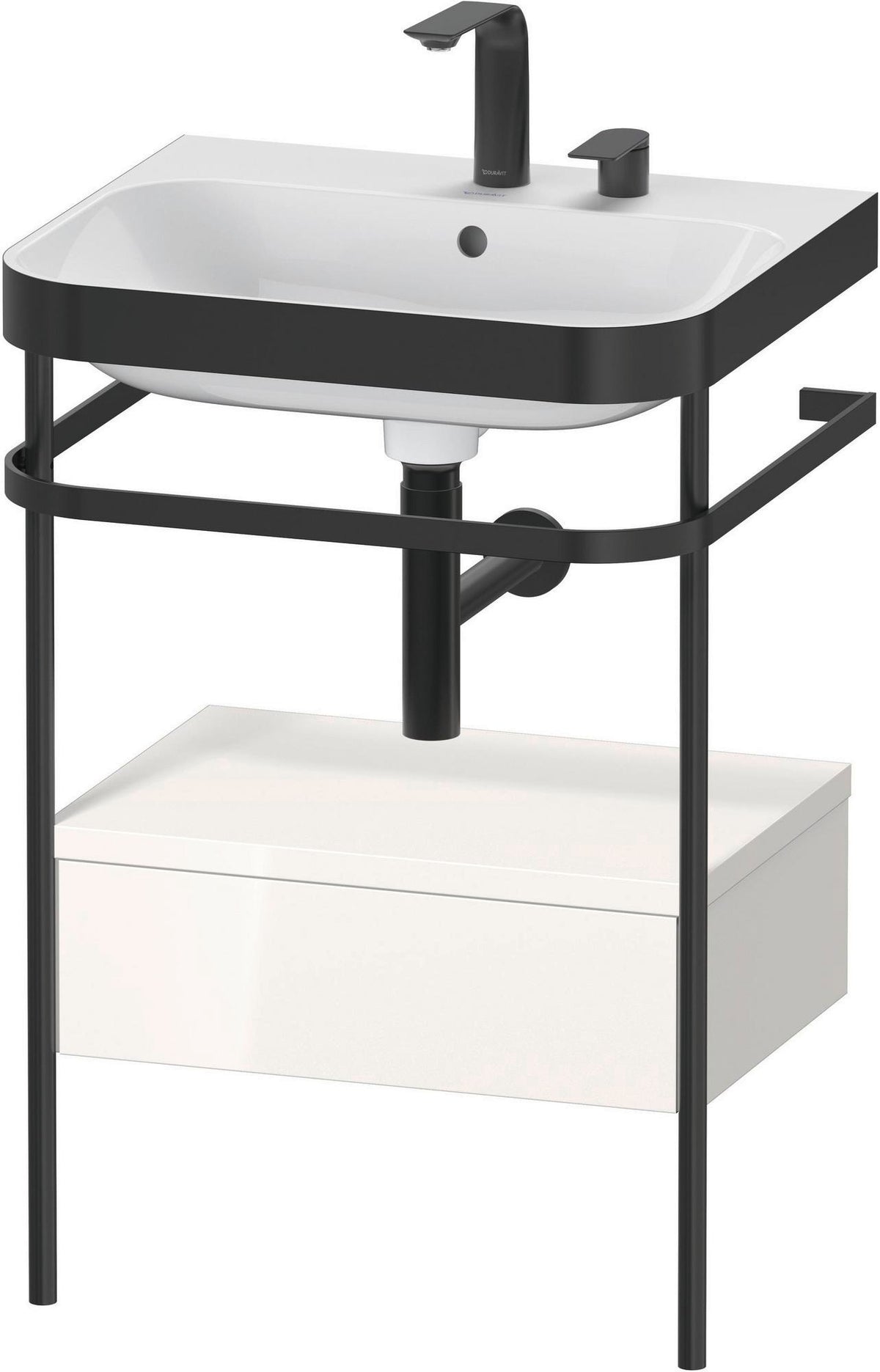 DURAVIT Happy D.2 c-bonded Waschtischset mit Metallkonsole, 575 mm, Weiß